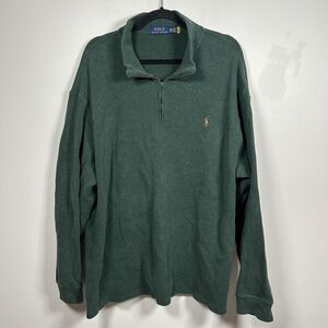 Polo Ralph Lauren 1/4 Zip Knit Sweater Pullover Pony Dark Green Men's Size 2XB